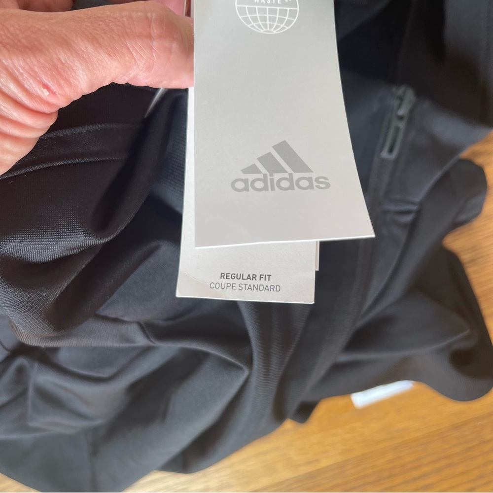 NEW Adidas Mens All Black Track Jacket Zip Up Regular Fit Size 2XL NWT - Picture 3 of 7